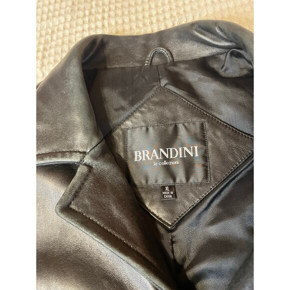 Brandini Le Collezioni Mens Black Buttery Soft Button Up Y2K Leather Jacket XL - Picture 10 of 13